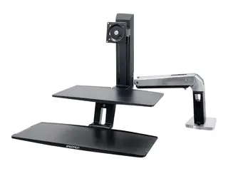 Ergotron WorkFit-A Single LD Workstation With Suspended Keyboard St&#229;ende skrivebordomformer - polert aluminium, svart