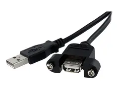 StarTech.com 1 ft Panel Mount USB Cable A to A F/M - USB extension cable - USB (M) to USB (F) - USB 2.0 - 1 ft - molded, thumbscrews - black - USBPNLAFAM1 - USB-forlengelseskabel - USB til USB - 30 cm