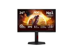 AOC Gaming 24G4ZR - LED-skjerm - gaming - 24" (23.8" synlig) 1920 x 1080 Full HD (1080p) @ 240 Hz - Fast IPS - 1000:1 - HDR10 - 0.3 ms - 2xHDMI, DisplayPort - svart, rød
