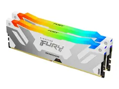 Kingston FURY Renegade RGB - DDR5 - sett 64 GB: 2 x 32 GB - DIMM 288-pin - 6400 MT/s / PC5-51200 - CL32 - 1.1 V - ikke-bufret - on-die ECC - hvit, sølv