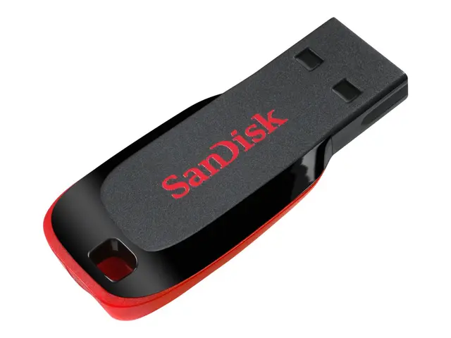 SanDisk Cruzer Blade - USB-flashstasjon - 128 GB - USB - svart, rød