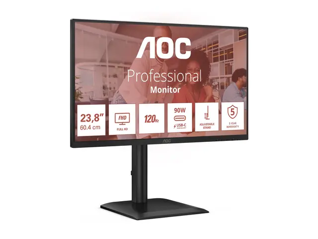 AOC 24E4CV - LED-skjerm 24" (23.8" synlig) 1920 x 1080 Full HD (10...