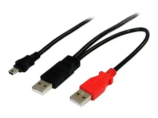 StarTech 6 ft USB Y Cable for External Hard Drive USB A to mini B - USB cable - USB (M) to mini-USB Type B (M) - USB 2.0 - 6 ft - black - USB2HABMY6 - USB-kabel - USB til mini-USB type B - 1.8 m