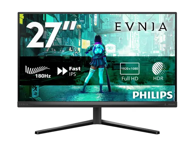 Philips Evnia 3000 27M2N3200A - LED-skjerm gaming - 27" - 1920 x 1080 Full HD (1080p) @ 180 Hz - IPS - 300 cd/m² - 1000:1 - HDR10 - 0.5 ms - 2xHDMI, DisplayPort - høyttalere - koksgrå 