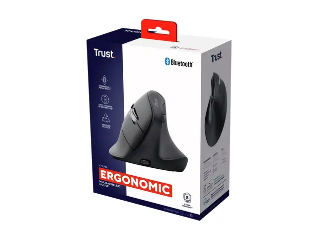 Trust Vyran - Vertikal mus - ergonomisk - høyrehendt - optisk - 8 ...
