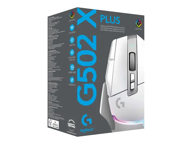 Logitech G G502 X PLUS - Mus optisk 11 knapper trådløs 2.4 GHz USB...