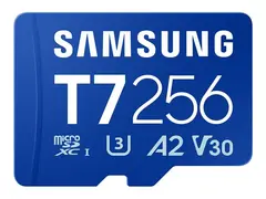 Samsung T7 MB-MB256T - Flashminnekort - 256 GB A2 / Video Class V30 / UHS-I U3 - microSDXC UHS-I - blå