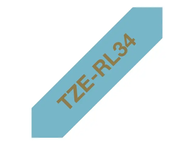 Brother TZe-RL34 - Sateng gull på lyseblå Rull (1,2 cm x 4 m) 1 ka...