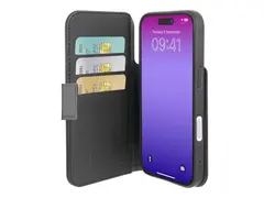 Cellularline Book Agenda - Lommebok for mobiltelefon fauxlær, økolær - svart - for Apple iPhone 17 Pro