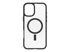 OtterBox React Series - Baksidedeksel for mobiltelefon MagSafe-samsvar - svart krystall (klar/svart) - for Apple iPhone 16 Plus