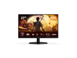 AOC Gaming Q27G42XNE - LED-skjerm - gaming 27" - 2560 x 1440 QHD @ 180 Hz - Fast VA - 300 cd/m² - 5000:1 - HDR10 - 0.5 ms - 2xHDMI, DisplayPort - høyttalere - svart, rød