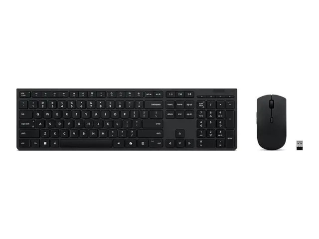Lenovo Professional - Tastatur- og mussett full size - trådløs - 2.4 GHz, Bluetooth - QWERTY - Norsk - grå - brun boks 