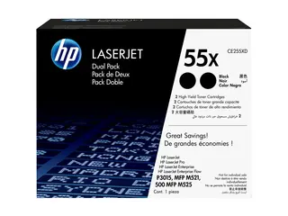 HP 55X - 2-pack - Høy ytelse - svart original - LaserJet - tonerpatron (CE255XD) - for LaserJet Enterprise MFP M525; LaserJet Enterprise Flow MFP M525; LaserJet Managed MFP M525