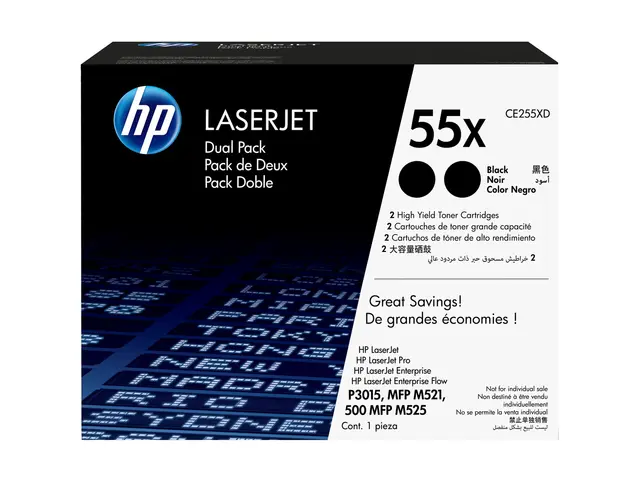 HP 55X - 2-pack - Høy ytelse - svart - original - LaserJet - toner...