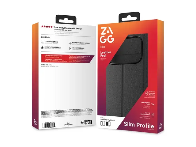 Zagg - Lommebok for mobiltelefon folio lær svart Apple iPhone 17 Pro