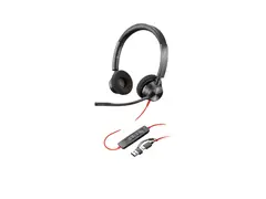 Poly Blackwire 3320 - Blackwire 3300 series hodesett - on-ear - kablet - USB-C - svart - UC-sertifisert