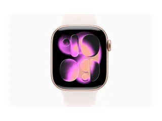Apple Watch Series 11 (GPS + Cellular) - 42 mm rosegull aluminium - smartklokke med sportsb&#229;nd - fluorelastomer - lett rouge - b&#229;ndbredde: S/M - 64 GB - Bluetooth, LTE, Wi-Fi 4, UWB - 5G - 29.7 g