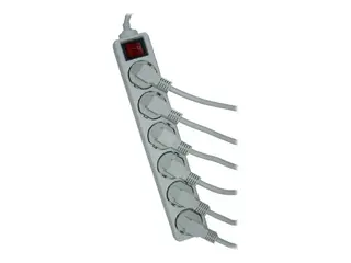 Elivi - Flerkoplingslist - AC 250 V utgangskontakter: 6 (6 x strøm CEE 7/3) - 3 m kabel - hvit