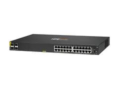 HPE Aruba 6100 24G Class4 PoE 4SFP+ - Switch Styrt - 24 x 10/100/1000 + 4 x 1 Gigabit / 10 Gigabit SFP+ - side til side-luftflyt - rackmonterbar - PoE+ (370 W)