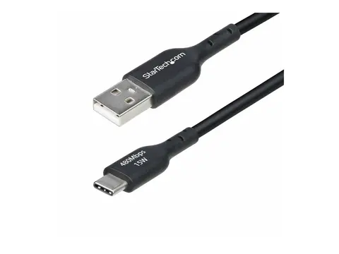 StarTech 1ft (30cm) USB-A to USB-C Charging Cable, Charger Cord USB-kabel - USB (hann) til USB-C (hann) - USB 2.0 - 3 A - 30 cm - halogenfri, passiv, lade og synkronisere, USB Fast Charge (15W) - svart