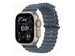 Apple Watch Ultra 3 - 49 mm - naturlig titan Ja smartklokke med Havb&#229;nd - fluorelastomer - anker bl&#229; - h&#229;ndleddst&#248;rrelse: 130-200 mm - 64 GB - LTE, Wi-Fi 4, UWB, Bluetooth, NFC - 5G - 61.6 g - demo