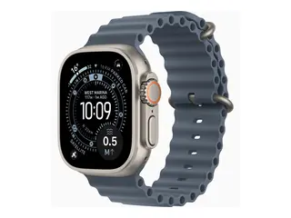 Apple Watch Ultra 3 - 49 mm - naturlig titan Ja smartklokke med Havb&#229;nd - fluorelastomer - anker bl&#229; - h&#229;ndleddst&#248;rrelse: 130-200 mm - 64 GB - LTE, Wi-Fi 4, UWB, Bluetooth, NFC - 5G - 61.6 g - demo