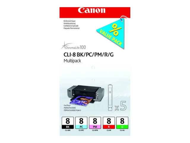 Canon CLI Value Pack 8 Multipack - 13 ml - svart, cyan, magenta, r...