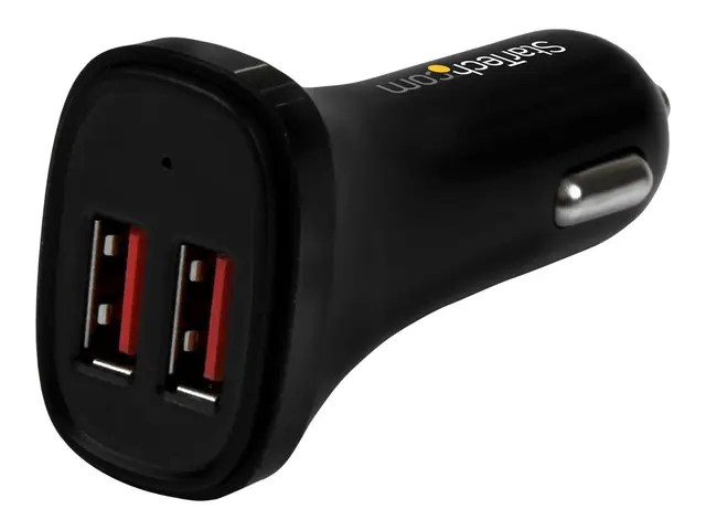 Startech Dual Port USB Car Charger - High Power 24W/4.8A Black 2-P...