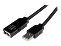 StarTech.com 25m USB 2.0 Active Extension Cable M/F 25 meter USB A Male to USB A Female USB 2.0 Repeater / Extender Cable - Black - 80ft (USB2AAEXT25M) - USB-forlengelseskabel - USB til USB - 25 m