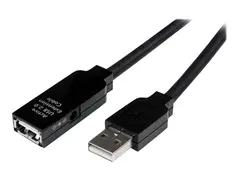StarTech.com 25m USB 2.0 Active Extension Cable M/F 25 meter USB A Male to USB A Female USB 2.0 Repeater / Extender Cable - Black - 80ft (USB2AAEXT25M) - USB-forlengelseskabel - USB til USB - 25 m