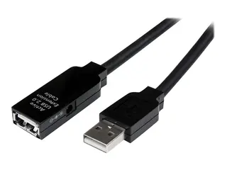 StarTech.com 25m USB 2.0 Active Extension Cable M/F 25 meter USB A Male to USB A Female USB 2.0 Repeater / Extender Cable - Black - 80ft (USB2AAEXT25M) - USB-forlengelseskabel - USB til USB - 25 m