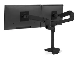 Ergotron LX - Monteringssett (2 armer, sokkel, 2 polkrager, 2 utvidelser, 13"-stang, lavprofil toppmontert C-klemme 18-25 mm) dobbel stablearm - for 2 LCD-skjermer - aluminium, stål - matt svart - skjermstørrelse: inntil 24"
