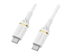 OtterBox Standard - USB-kabel - 24 pin USB-C (hann) til 24 pin USB-C (hann) USB 2.0 - 3 A - 1 m - Power Delivery-st&#248;tte - skyst&#248;vhvit