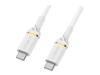 OtterBox Standard - USB-kabel - 24 pin USB-C (hann) til 24 pin USB-C (hann) USB 2.0 - 3 A - 1 m - Power Delivery-st&#248;tte - skyst&#248;vhvit