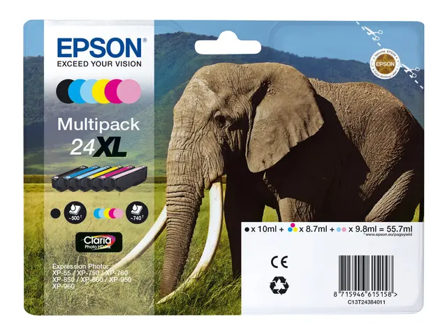 Epson 24XL Multipack - 6-pack - XL - svart, gul, cyan, magenta, ly...