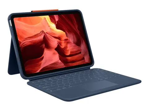 Logitech Rugged Combo 4 Touch - Tastatur og folioveske med styrepute - Apple Smart connector - QWERTY - Pan Nordic - klassisk bl&#229; - for Apple 10.9-inch iPad (10. generasjon); iPad A16 Wi-Fi, A16 Wi-Fi + Cellular