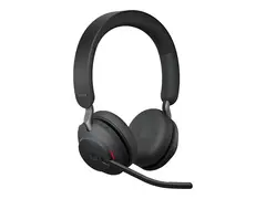 Jabra Evolve2 65 MS Stereo - Hodesett on-ear - Bluetooth - tr&#229;dl&#248;s - USB-C - lydisolerende - svart - Certified for Microsoft Teams