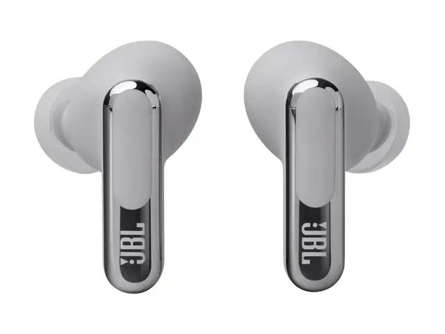 JBL LIVE Beam 3 - True wireless-hodetelefoner med mikrofon i øret - Bluetooth - aktiv støydemping - sølv 