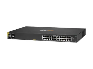 HPE Aruba Networking CX 6000 24p 10M/100M/1G Class4 PoE 4p SFP 1G 370W Switch Switch - Styrt - 24 x 10/100/1000 (PoE+) + 4 x Gigabit SFP (opplink) - side til side-luftflyt - rackmonterbar, veggmonterbar - PoE+ (370 W) - BTO