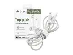 empower by PanzerGlass Racing - Lightning-kabel USB-C hann til Lightning hann - 1.2 m - sølvhvit - Hurtiglading opptil 60W