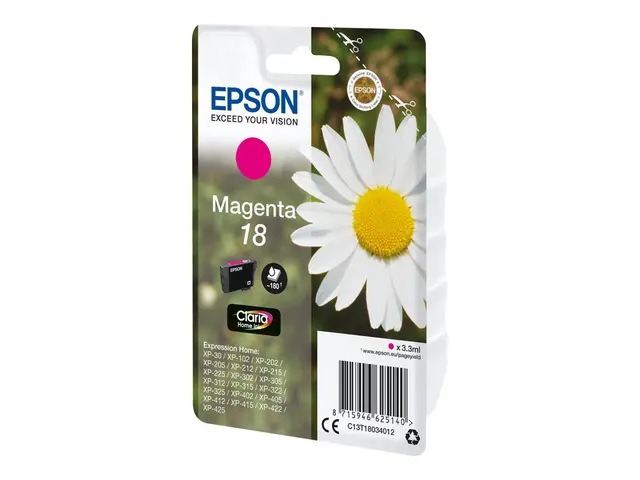 Epson 18 - 3.3 ml - magenta - original - blære med RF/lyd-alarm - ...