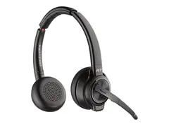 Poly Savi 8220 - Savi 8200 series - hodesett on-ear - DECT / Bluetooth - tr&#229;dl&#248;s - USB-A via Bluetooth-adapter - svart - Zoom Certified, UC-sertifisert