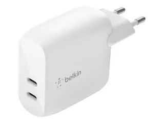 Belkin BoostCharge - Strømadapter - 40 watt PD 3.0, Fast Charge - 2 utgangskontakter (2 x USB-C)