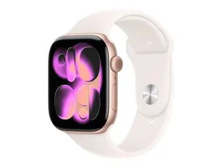 Apple Watch Series 11 (GPS) - 46 mm rosegull aluminium - smartklokke med sportsb&#229;nd - fluorelastomer - lett rouge - b&#229;ndbredde: M/L - 64 GB - Wi-Fi 4, UWB, Bluetooth - 37.8 g