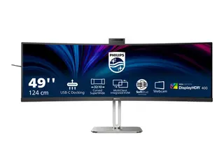 Philips 49B2U6900CH - 6000 Series - LED-skjerm kurvet - USB - 49&quot; (48.8&quot; synlig) - 5120 x 1440 Dual Quad HD @ 75 Hz - VA - 450 cd/m&#178; - 3000:1 - DisplayHDR 400 - 4 ms - 2xHDMI, DisplayPort, 2xUSB-C - h&#248;yttalere - svart stoff
