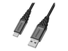 OtterBox Premium - USB-kabel - 24 pin USB-C (hann) til USB (hann) USB 2.0 - 3 A - 1 m - m&#248;rk askesvart