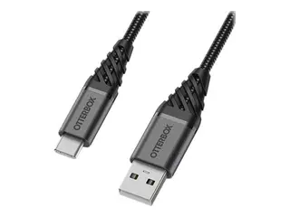 OtterBox Premium - USB-kabel - USB-C (hann) til USB (hann) USB 2.0 - 3 A - 1 m - mørk askesvart