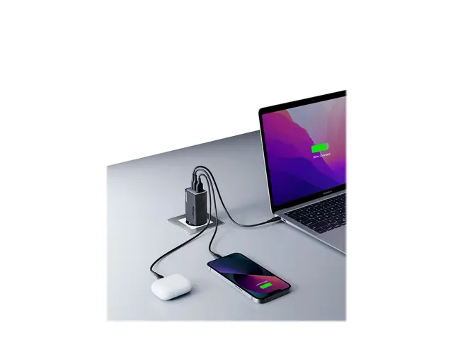 Anker 735 - Strømadapter 65 watt 5 A PowerIQ 4.0 3 utgangskontakte...