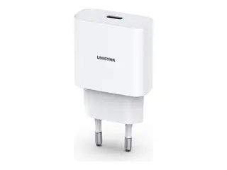 Unisynk Slim Wall Charger - Str&#248;madapter 20 watt - 3 A - PD 3.0 (24 pin USB-C) - hvit