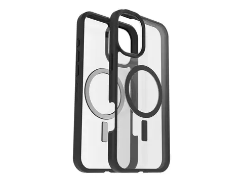 OtterBox React Series - Baksidedeksel for mobiltelefon MagSafe-samsvar - svart krystall - for Apple iPhone 16 Plus